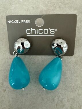 Chico's Silver-Top Teardrop Earrings in Turquoise Blue